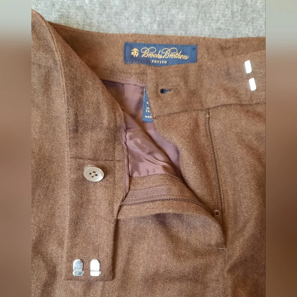 Brooks Brothers Dress Pants Womans 4 Petite Brown Wool-Cashmere Formal Preppy